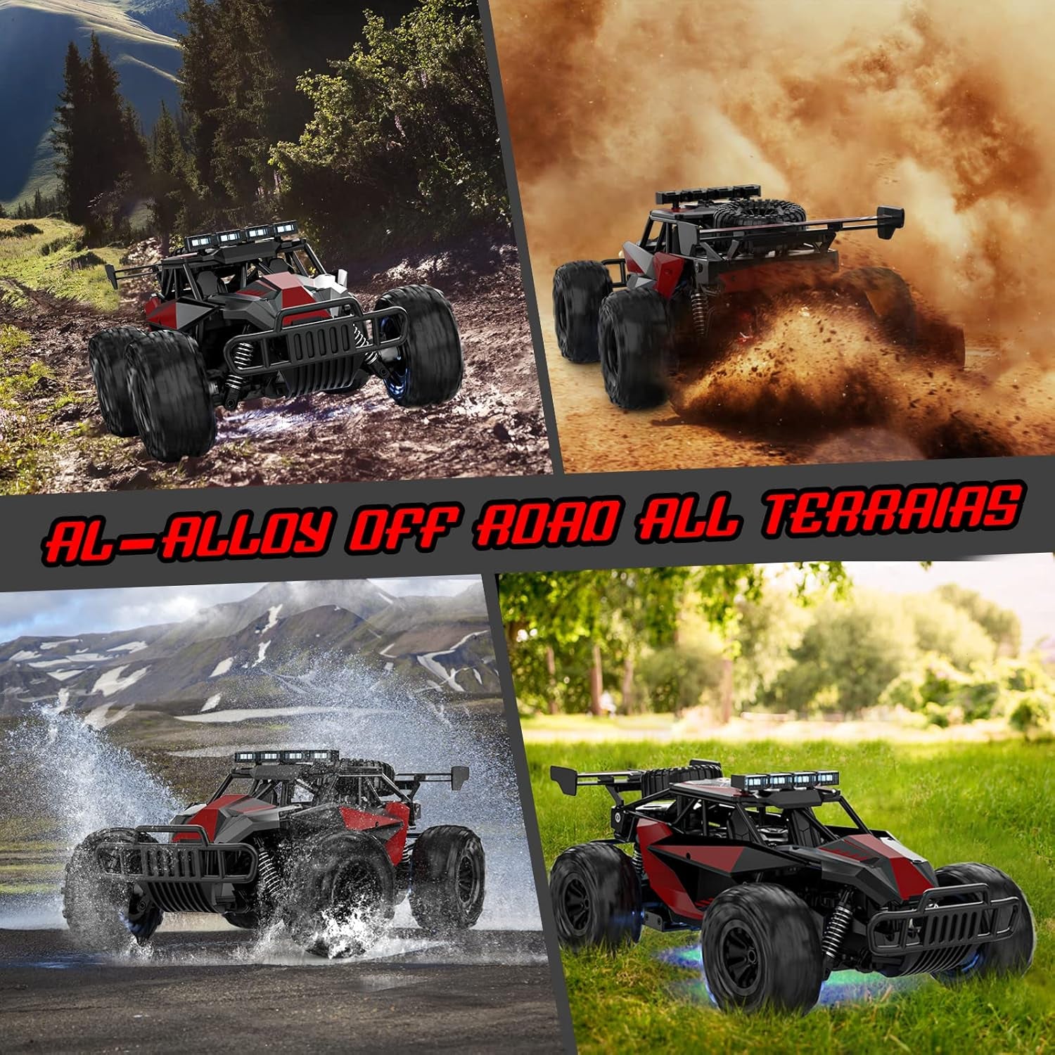 Remote Control Car, 2.4Ghz High Speed 33KM/H RC Cars Toys, 1:12 Monster RC Truck off Road with LED Headlight and Rechargeable Battery Gifts for Adults Boys 8-12