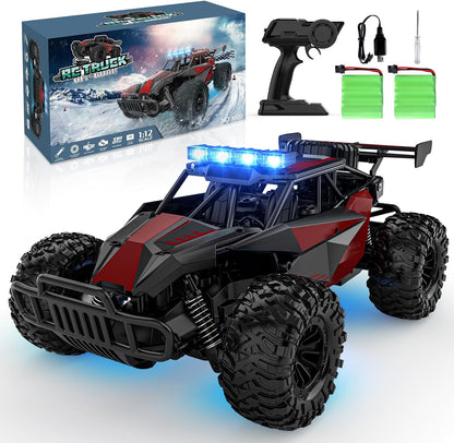 Remote Control Car, 2.4Ghz High Speed 33KM/H RC Cars Toys, 1:12 Monster RC Truck off Road with LED Headlight and Rechargeable Battery Gifts for Adults Boys 8-12
